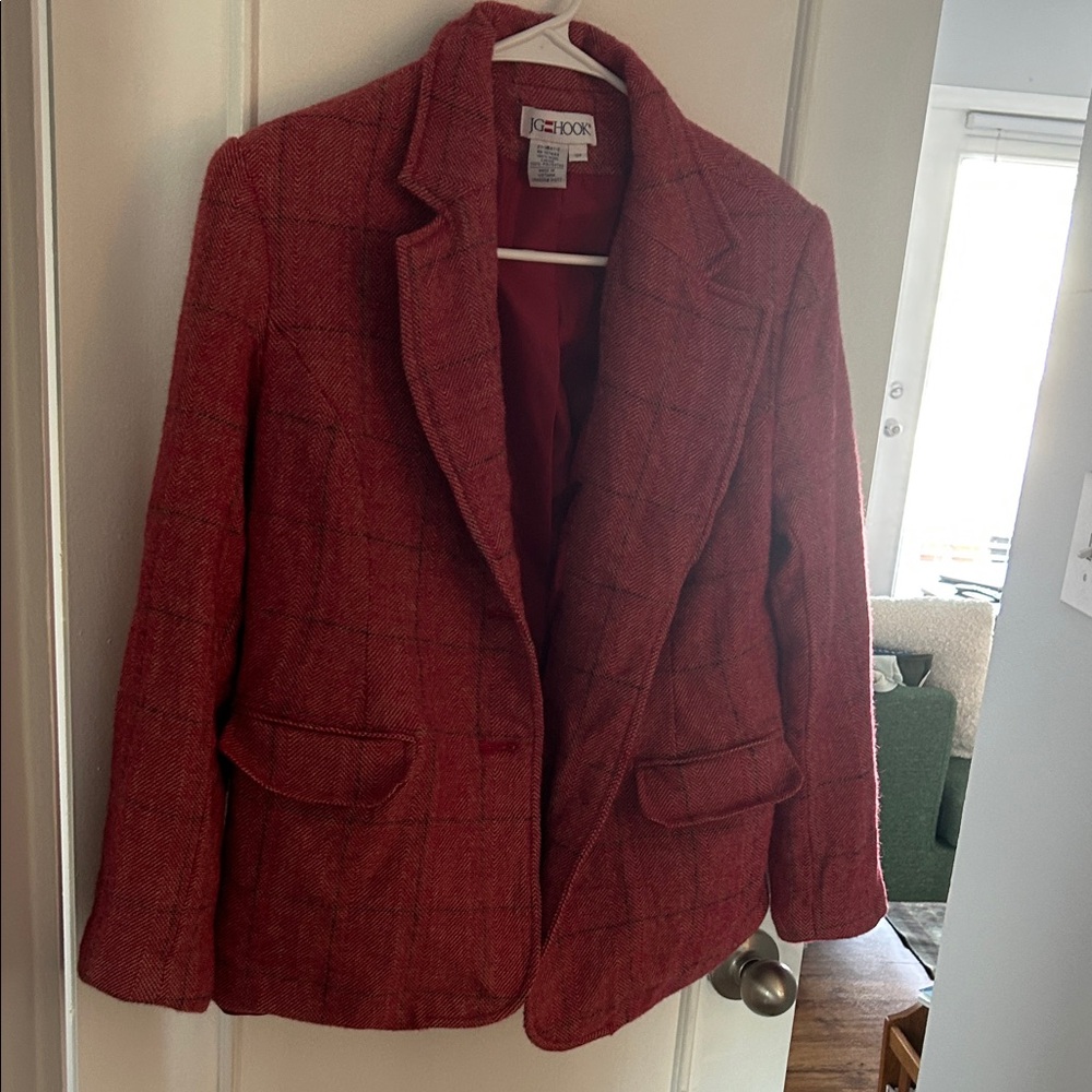 Cherry red wool blazer- JG Hook